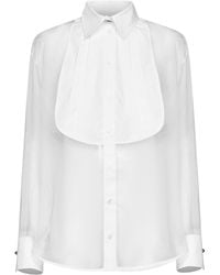 Des Phemmes - Silk Organza Shirt With A Plastron - Lyst