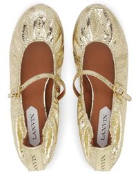 Lanvin - Logo-Tag Cracked Ballerinas Shoe - Lyst