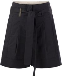 Peserico - Short With Pleats And Stretch Cotton - Lyst