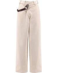 Pinko - Reimagine By X Patrick Mcdowell Cotton Trousers With Crossover And Belt - Lyst