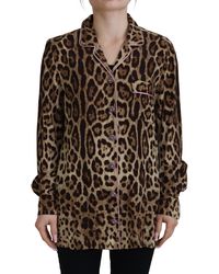 Dolce & Gabbana - Leopard Print Long Sleeves Blouse Top - Lyst