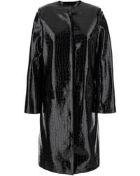 TOTEME - Leather Coat With Crocodile Effect - Lyst