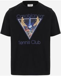 CASABLANCA - Cotton T-Shirt With Logo Print Organic T-Shirts - Lyst