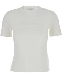 Max Mara - Crewneck T-Shirt With Embroidered Logo Viscose T-Shirts & Jerseys - Lyst
