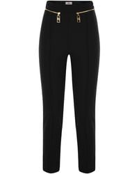 Elisabetta Franchi - Straight Crepe Trousers With Zip - Lyst