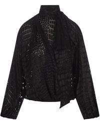 Blumarine - Crossover Devoré Blouse With Scarf - Lyst