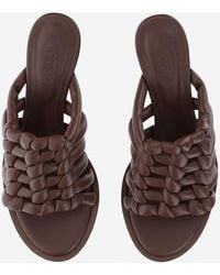 Tod's - Woven Leather Sandals With Medium Heel Calfskin - Lyst