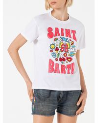 Mc2 Saint Barth - Cotton T-Shirt With Saint Barth Print - Lyst