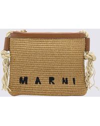 Marni - Beige Raffia Marcel Summer Bag Shoulder Bag - Lyst