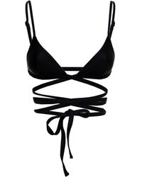 Matteau - Woman's Black Nylon Bikini Top With Crossed Laces - Lyst