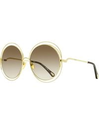 Chloé - Chloe Large Carlina Sunglasses Ch0045S 001- 62Mm Metal/Plastic (Acetate) - Lyst