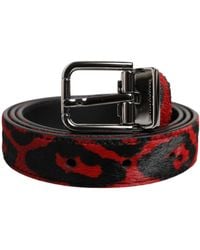 Dolce & Gabbana - Leopard Metal Buckle Belt And Calfskin Hairy Leather - Lyst