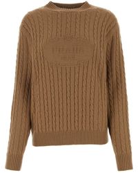 Prada - Camel Cashmere Sweater - Lyst
