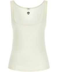 Versace - Cream Ribbed Medusa Wool Top - Lyst