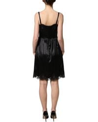 Dolce & Gabbana - Dolce & Gabbana Silk Satin With Lace Trim Mini Dress - Lyst