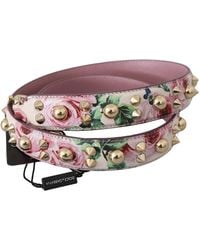 Dolce & Gabbana - Floral Leather Stud Accessory Shoulder Strap - Lyst