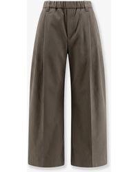 Brunello Cucinelli - Cotton Trousers With Elastic And Monili Detail - Lyst