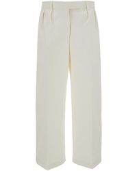 Thom Browne - White Relaxed Pants With 4bar Rwb Detail In Cotton Woman - Lyst