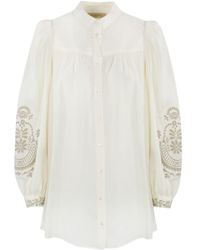 Weekend by Maxmara - Linen Canvas Shirt With Carnia Embroidery - Lyst