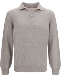 Brunello Cucinelli - Mouliné Cashmere Knit Polo Kashmir/Capra Hircus Knitwear - Lyst