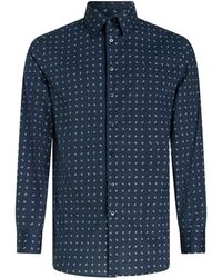 Etro - Navy Shirt With Micro Paisley Patterns - Lyst