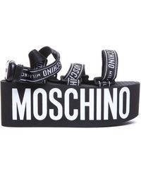 Moschino - Logo Tape Wedge Sandals - Lyst
