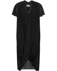 MM6 by Maison Margiela - Georgette Asymmetric Draped Dress - Lyst