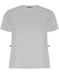 Herno - T-Shirt With Drawstring And Cut-Out - Lyst