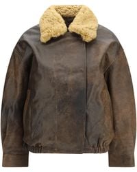 R13 - Leather Bomber Jacket Lamb Ovis Aries - Lyst