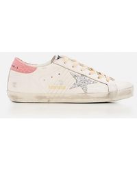 Golden Goose - Super Star Leather And Glitter Sneakers - Lyst