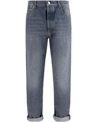 Brunello Cucinelli - Straight-Leg Turn-Up Jeans Cotton - Lyst