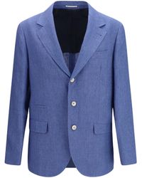 Brunello Cucinelli - Deconstructed Single-Breasted Jacket Mélange Linen - Lyst