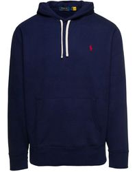 Polo Ralph Lauren - Blue Hoodie With Drawstring And Embroidered Logo In Cotton Man - Lyst