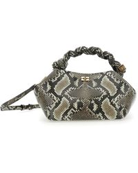 Ganni - Bou Handbag With Adjustable And Removable Shoulder Strap And Embossed Snakeskin Effect - Lyst