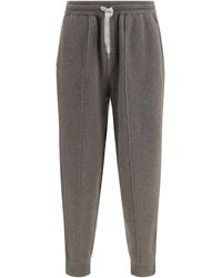 Brunello Cucinelli - Double-Knit Cashmere Pants With Crête And Zips - Lyst