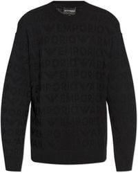 Emporio Armani - Wool Sweater With Monogram - Lyst