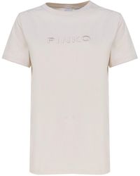 Pinko - Logo Embroidered Crewneck T-shirt - Lyst