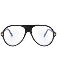 Tom Ford - Eyeglasses Aviator Full Rim, Shiny Frame And Clear Light Block Lens Ft5012-B001 - Lyst