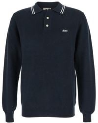 Autry - Long-Sleeve Polo Shirt With Striped Collar - Lyst