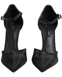 Dolce & Gabbana - Mesh T-Strap Stiletto High Heels Shoes Nylon Viscose - Lyst