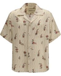 Valentino - Papier Floral Print Silk Bowling Shirt - Lyst