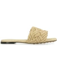 Bottega Veneta - Raffia Sandals With Square Toeline For - Lyst