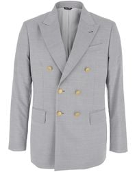 Reveres 1949 - Double Breasted Jacket With Peak Lapels - Lyst