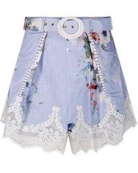 Zimmermann - Shorts With Lace Trim - Lyst