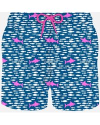 Mc2 Saint Barth - Light Fabric Swim Shorts With Fish And Sharks Print - Lyst