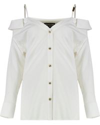 Versace Jeans Couture - Off-Shoulder Embellished Shirt Viscose - Lyst