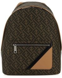 Fendi - Canvas And Leather Chiodo Diagonal Backpack - Lyst