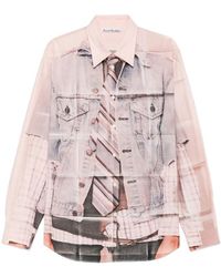 Acne Studios - Shirt With Trompe-Lœil Print Cotton - Lyst