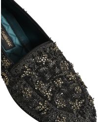 Dolce & Gabbana - Rhinestone Embellished Loafers Shoes Leather - Lyst
