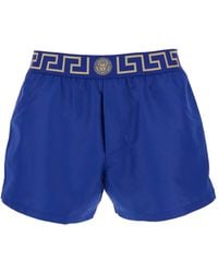 Versace - Swim Shorts With Elastic Waist With Greca Motif - Lyst